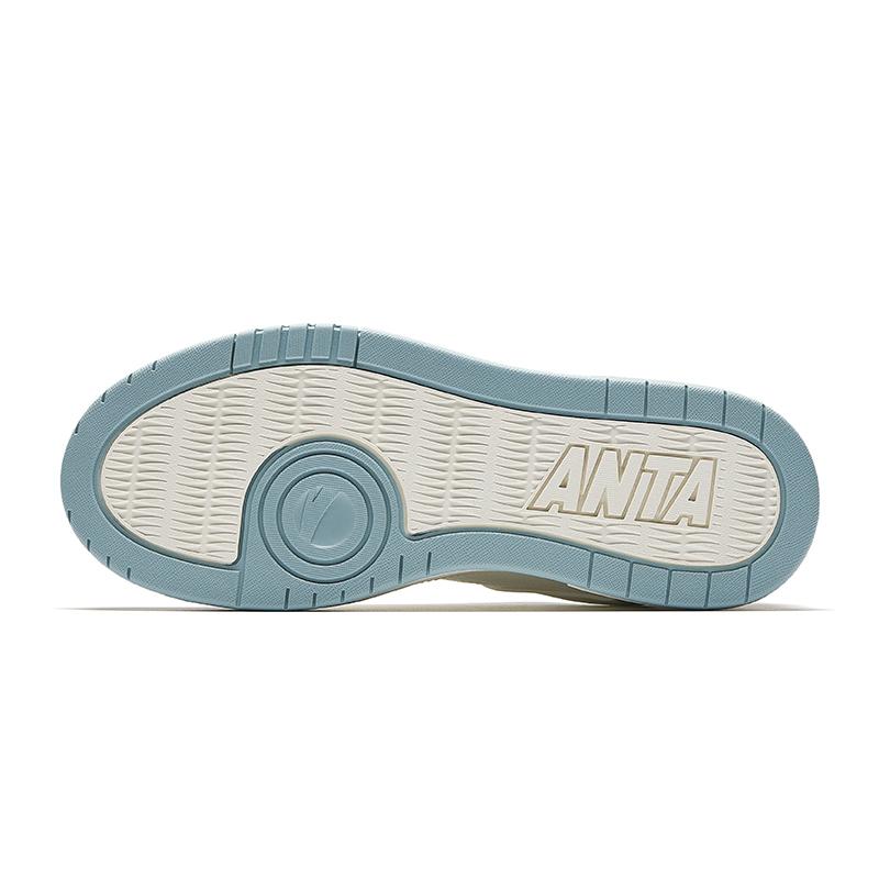 Anta Synthetic Leather Fabric Lifestyle Series Wear-Resistant Non-Slip Low-Top Skate Shoes Kids sneaker Ivory-White 122618011-2