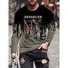 Men's 3D Stripe Printed Long-sleeved T-shirt, Comfortable, Breathable and Versatile Men's Top