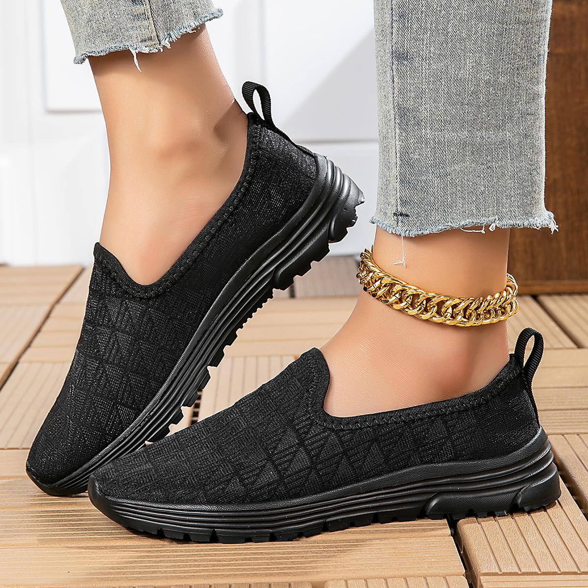

Fashion Large Size Women Fly Weave Shoes 2025 Summer New Breathable Non Slip Fashion Flats Lightweight Comfortable Outdoor Casual Shoes 36 чёрный