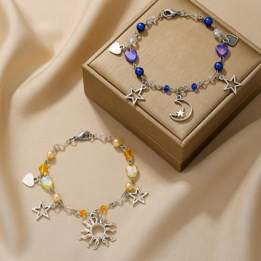 Fashionable Punk Bracelet Fashion Wristband Beaded Bracelet Hollow Star Charm Bracelet Alloy Texture for Daily Party