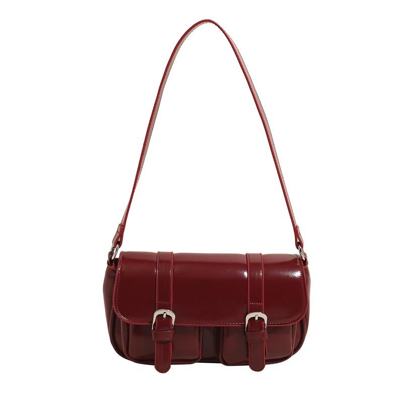 Retro simple mailman bag hand carry small square bag new trendy high-end fashion baguette bag single shoulder messenger bag