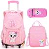 Enhanced 3-Piece Trolley Backpack for Girls, Ideal for Grades 1-6 (Ages 6-12)