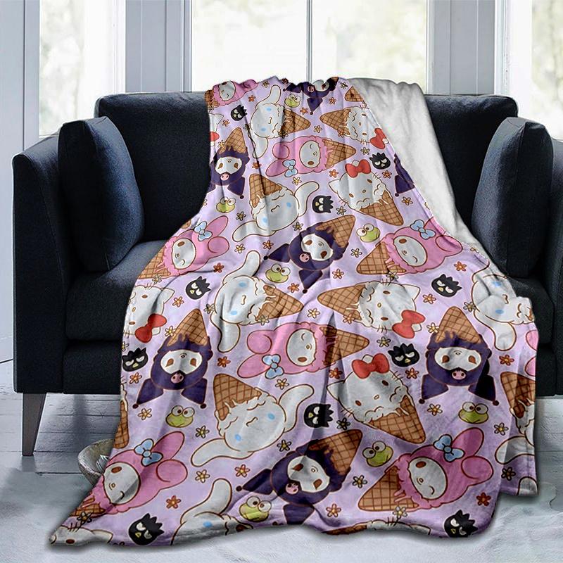 1pc Ice Cream Sanrio Character Design Blanket, Seasonal Universal Home Decorative Throw, Living Room, Travel, Camping, Car Blankets, Beach, Office Nap