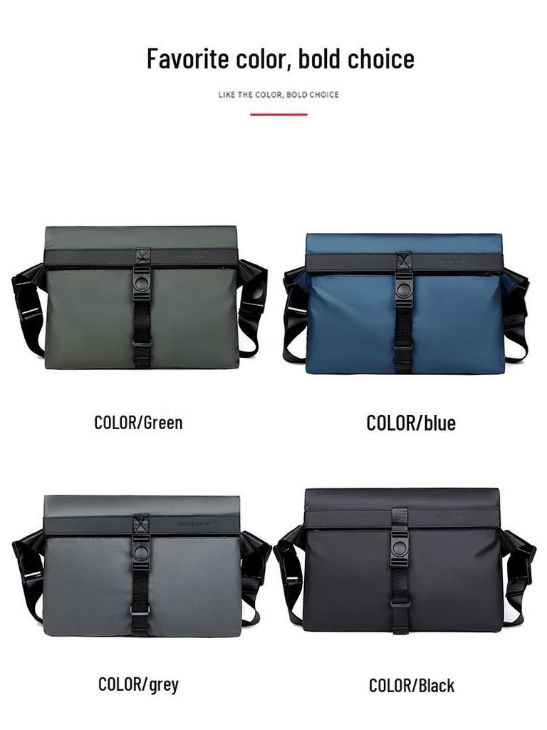 Nordic Minimalist Men's Leather Crossbody Briefcase – Trendy Shoulder Bag for Business Commute