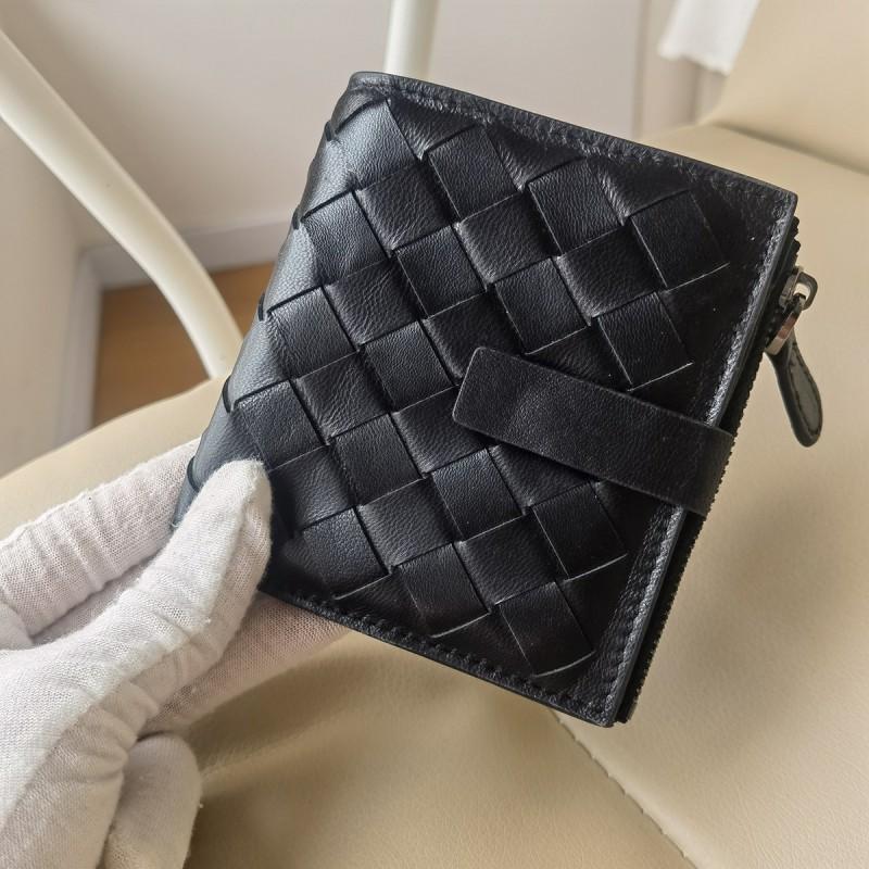 Handwoven Genuine Leather Wallet Men Women - Bi-Fold Coin Pouch Card Holder In Sheepskin Fashionable Business Style