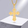 Vnox Orthodoxes Kreuz Halskette für Herren, Solider Edelstahl Kreuz Anhänger Halsband für Damen, Glaube Religiöses Gebet Geschenk Schmuck