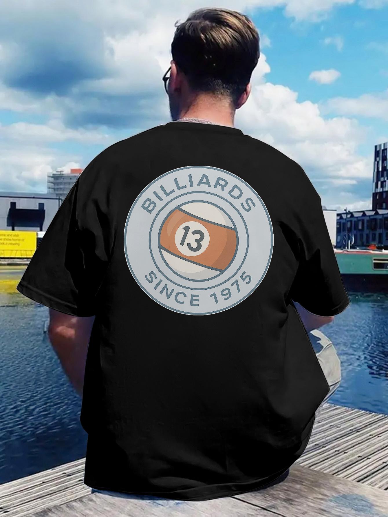 Vintage Billiards Graphic T-shirt - Retro SINCE 1975 Back Print Tee - Lightweight Polyester Shirt for Pool Players XXXXL