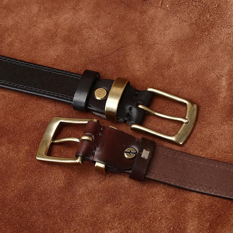 Bälte Dam Breda Retro Mode Läder Spänne Första Lagret Nötskinn All-Match Casual Jeansbälte Dam