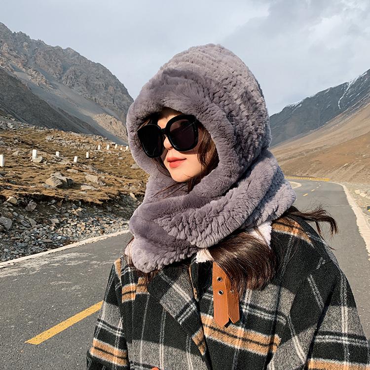 

Корейская меховая шапка хорошего качества, шарф с одним мехом кролика выдры, тканая снежная шапка, защита ушей, теплая женская утолщенная