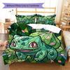 Bulbasaur Pattern Bedding Quilt Set Quilt Cover Pillowcase Home Decoration Birthday Gift (1 * Duvet Cover + 2 * Pillowcase, Without Core)