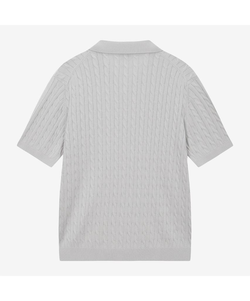 Noseupeiseu Nt7As00A Men'S Cable Short Sleeve Polo Sweater Silver Gray
