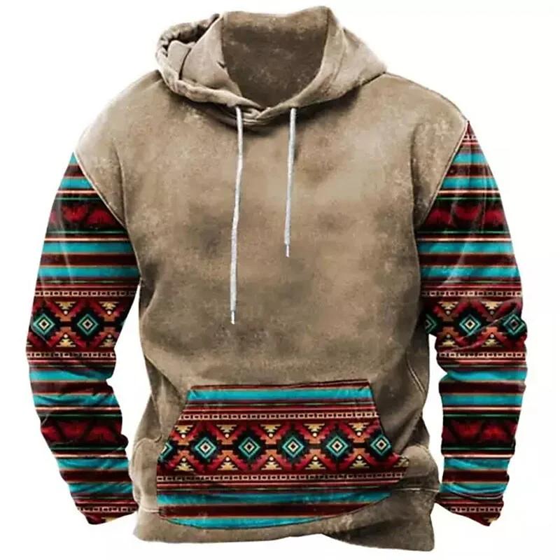 Winter Men's Hoodie Sweatshirt Harajuku Ethnic Wind Graphics Retro Clothes Pullover Shirt Casual Street Loose Casual Hoodie
