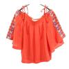 Lily Brown Short Sleeve Embroidered Off-the-shoulder Top Cut Setup Shorts Women Used