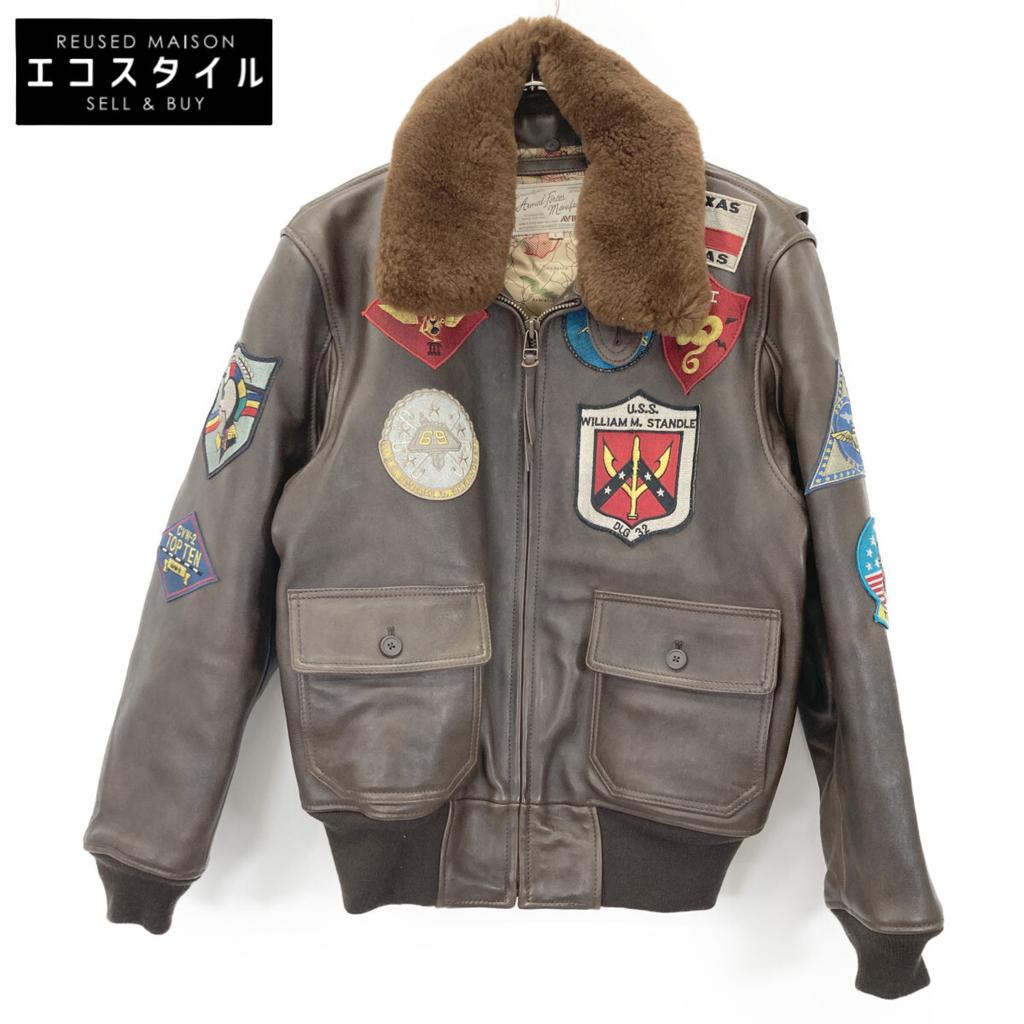 AVIREX 6181013 Brown G-1 Top Gun Flight Jacket Jacket L BrownUsed