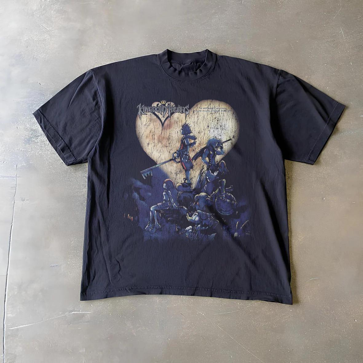 Kingdom Hearts Black Tee New SpringSummer Arrivals Streetwear Unisex Women S