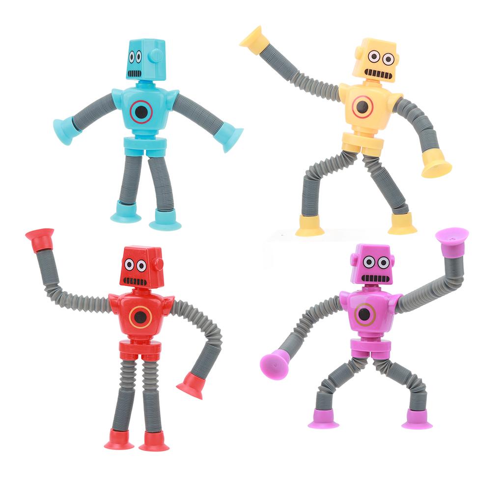 4pcs Plastic Telescopic Toys with Light Telescopic Suction Cup Giraffe Toy Stress Relief Telescopic