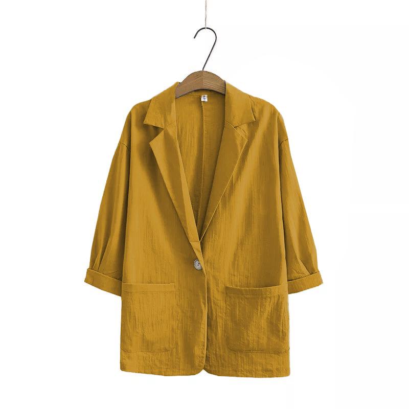 2024 European & American Women's Autumn Cotton-Linen Commuter Suit: Loose Jacket & Pants Set