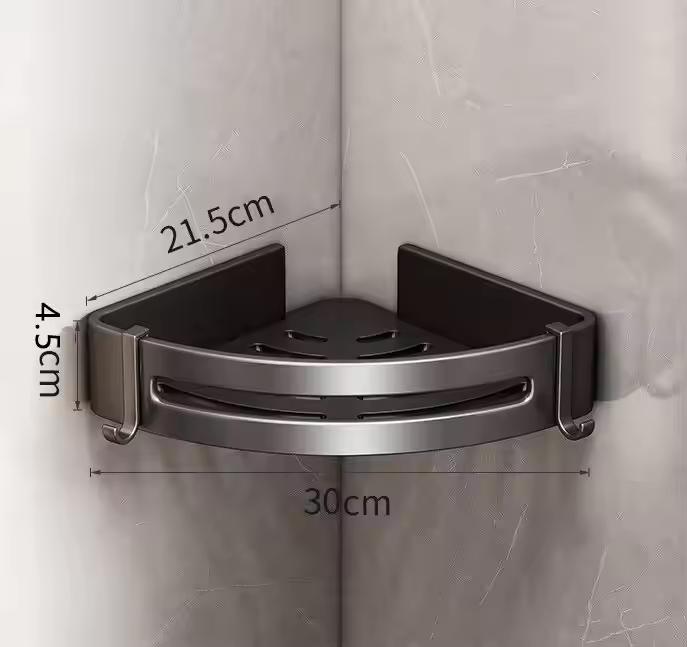 Hole-free Corner Bathroom Storage Rack Self-adhesive Aluminum Alloy Hotel Storage Rack for Shower Wall Modern Design Durable