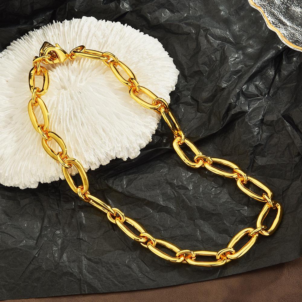 Spanish Style Simple Geometric Metal Element Necklace Collarbone Chain K Gold Accessory Chain Jewelry Women