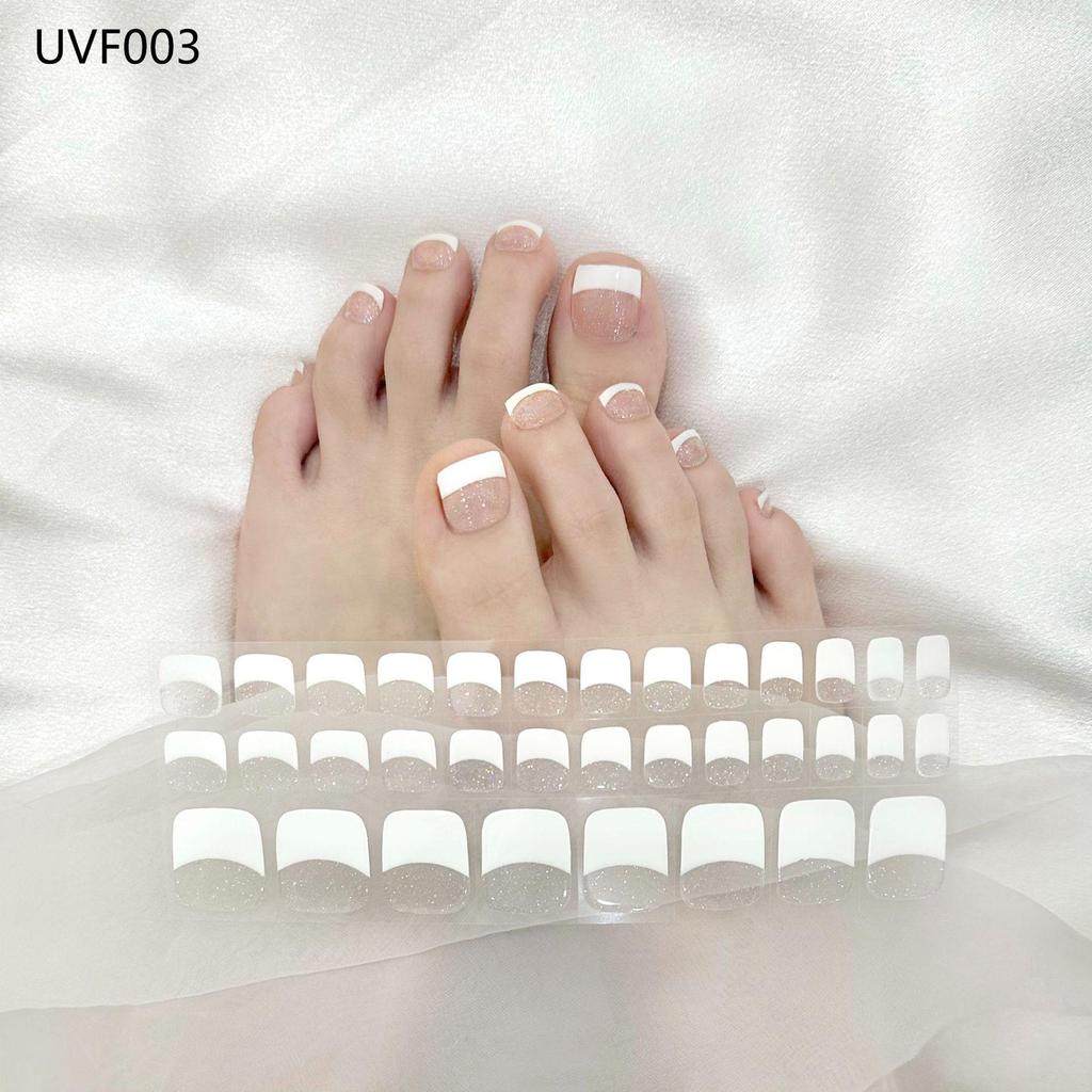 Gel Toe Nail Art Stickers - Semi-Cured UV Lamp Foot Nail Polish Stickers