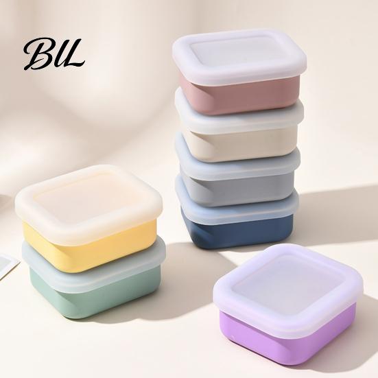 Food Grade Silicone Soap Dish Portable Box with Lid, Travel Mini Square Waterproof Container for Hiking Case, Reusable Camping Gym And Home