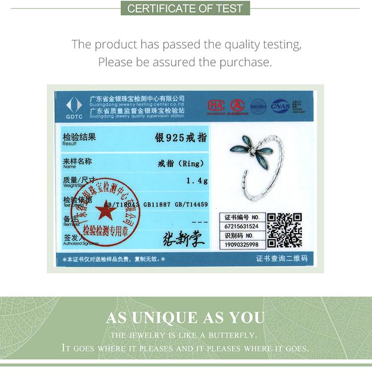 WOSTU Inel reglabil cu libelule retro rafinat din argint 925 pentru femei Bijuterii fine