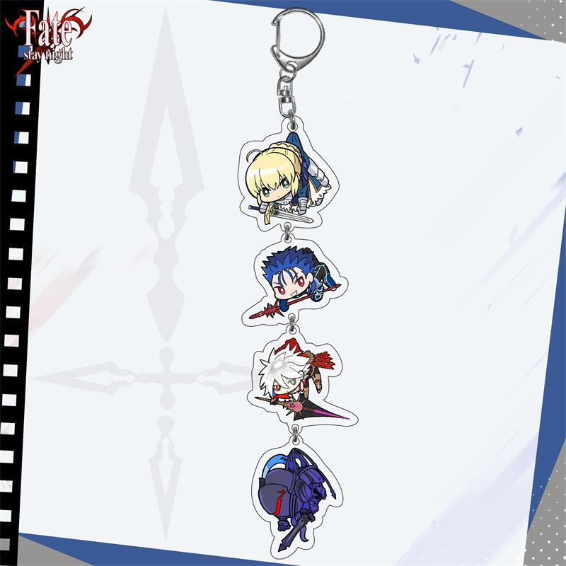 Fate Grand Order Game Anime Peripheral Keychain Emiya Altria Kawaii Long Chain Backpack Pendant Decoration Key Ring Collect Gift