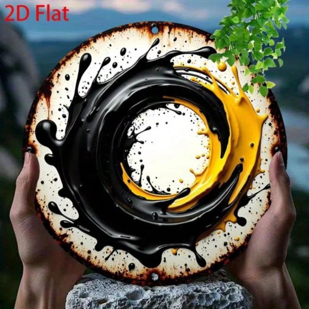 Vintage Black Yellow Metal Wall Art Sign 2D Contrast Design Durable Aluminum Kitchen Bar Cafe Garage Home Garden Decor