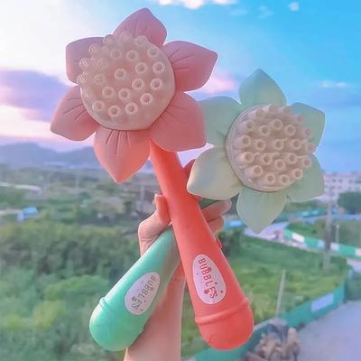 Máquina de Bolhas Girassol 23 Furos Elétrica Automática Pistola de Bolhas Soprador de Sabão de Verão Brinquedos para Festas ao Ar Livre para Meninas Presentes para Crianças