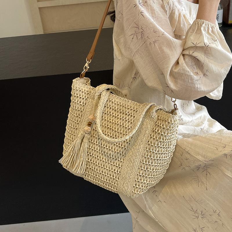 Premium Portable Tote Bag 2025 New Trendy Vegetable Basket Hand-woven Bag Women's Shoulder Crossbody Straw Bag