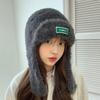Cute and Fashionable Letters Plush Hat Korean Version of Warm Ear Protection Wool Hat Versatile Bag Knit Hat Thick