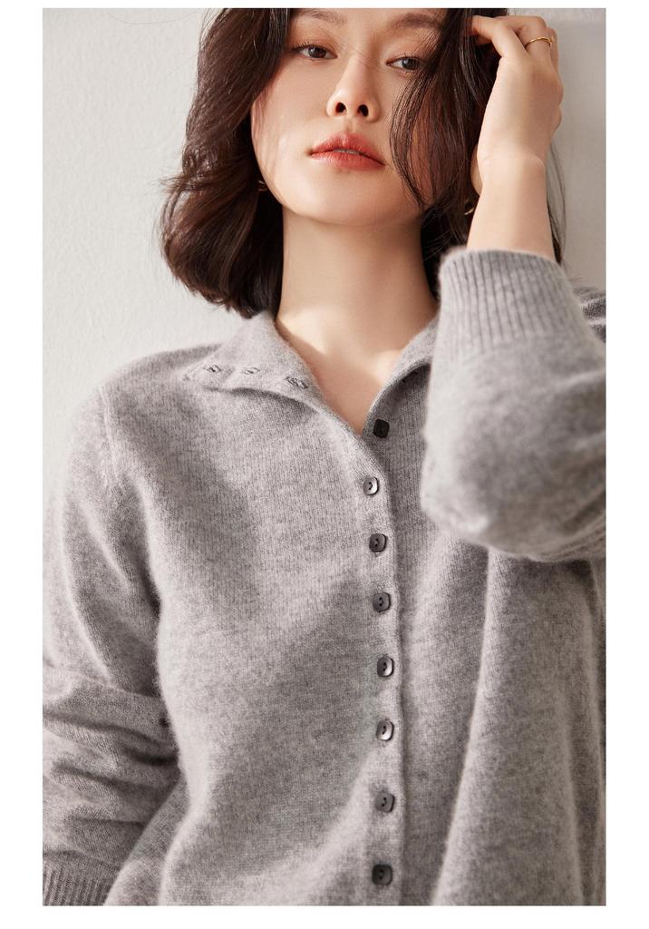 Lekasha Red Cashmere Stand Collar Two-Wear Soft Knit Cardigan for Autumn/Winter