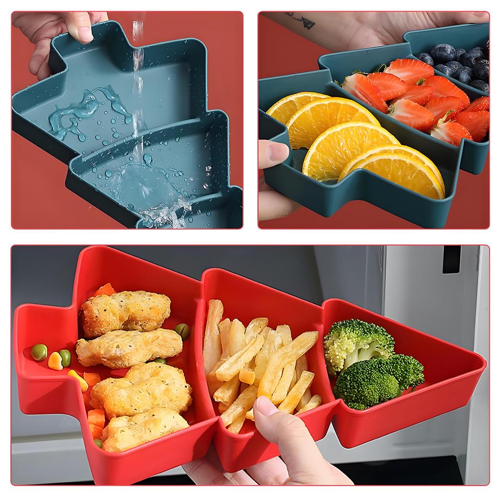3-Section Christmas Tree Snack Tray | Festive Serving Platter for Nuts Candy Fruits | Holiday Entertaining & Dessert Table