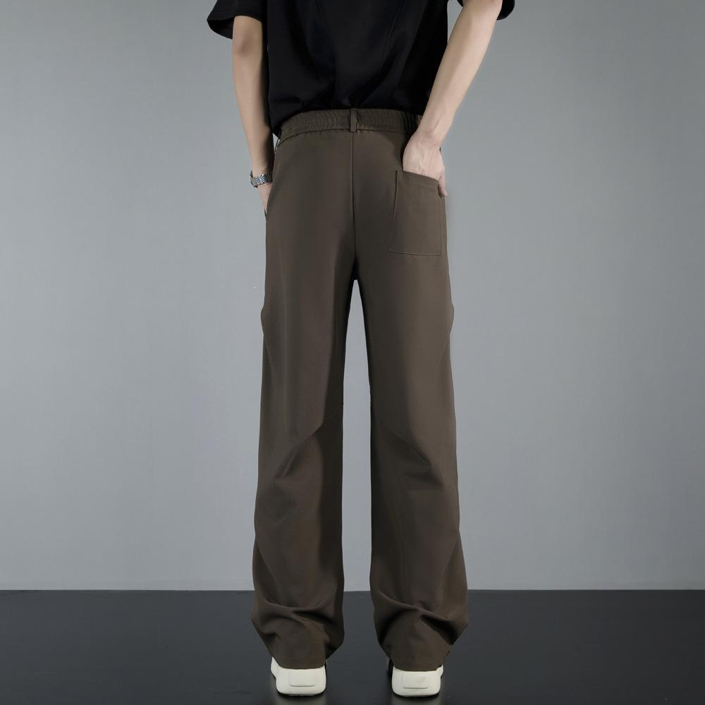 American Drape Pleated Design Paratrooper Pants Men's Loose Casual Straight High-end Black Trousers Long Pants Men