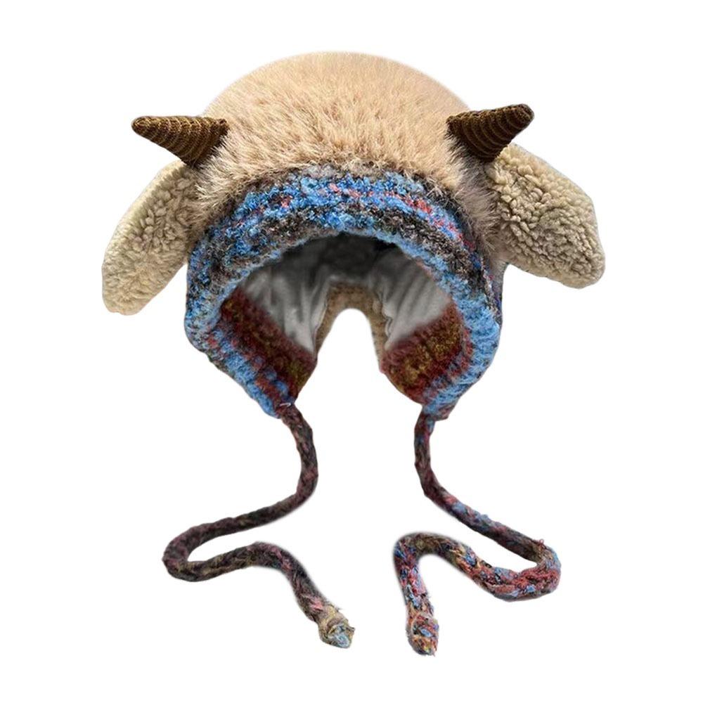 

Thick Plush Knitted Hat Warm Pullover Hats Fashion Pullover Caps хаки