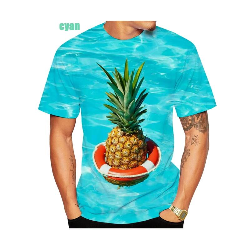 Summer Hot Sale Men's Pineapple Pattern Tshirt All Over Print Funny Short-sleeved Creative
