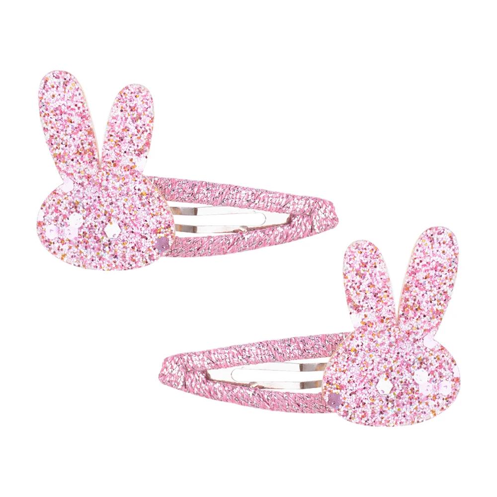2Pcs/Set Sweet BB Glitter Hairpins for Baby Girls Rabbit Flower Hair Clips Barrettes Headwear Fashion Kids Hair Accessories