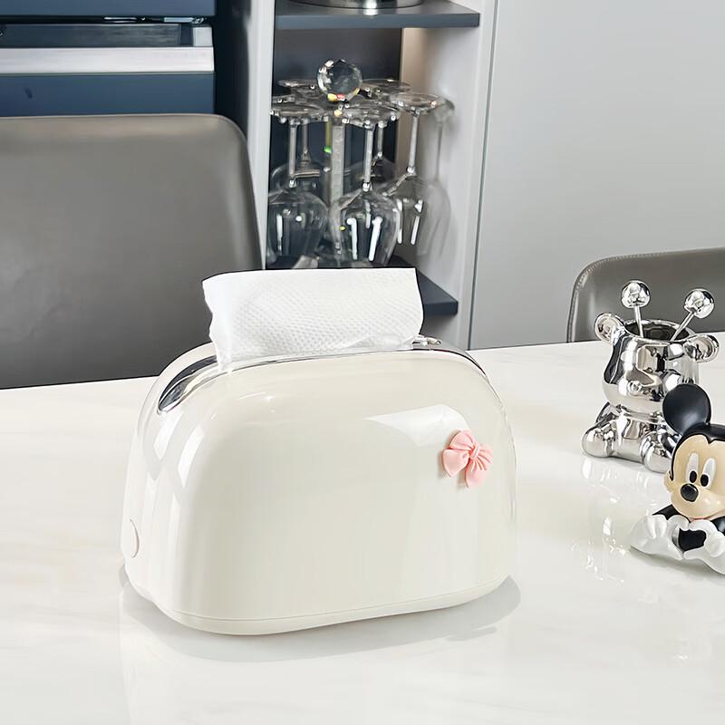 Cream Style Desktop Spring-Loaded Tissue Box