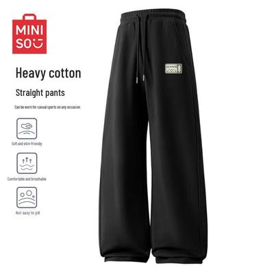 MINISO Herren 300G Baumwolle Straight-Leg Sweatpants mit Kiefer-Grafik