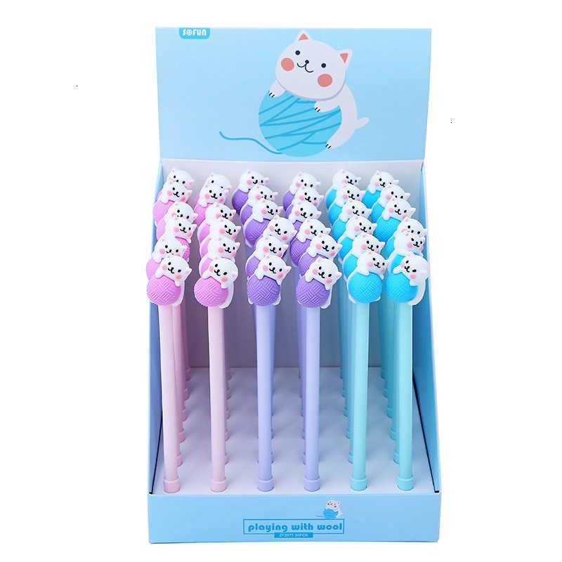 1 PCS Cute Creative Cat 0.5mm Cartoon Kawaii Stationery Office School Supplies Kids Gifts Gel Pens