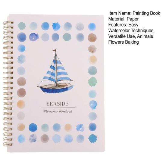 Watercolor Painting Book Step-by-Step Guide Color Mixing Blending Illustrations Animals Flowers Baking Coloring Book