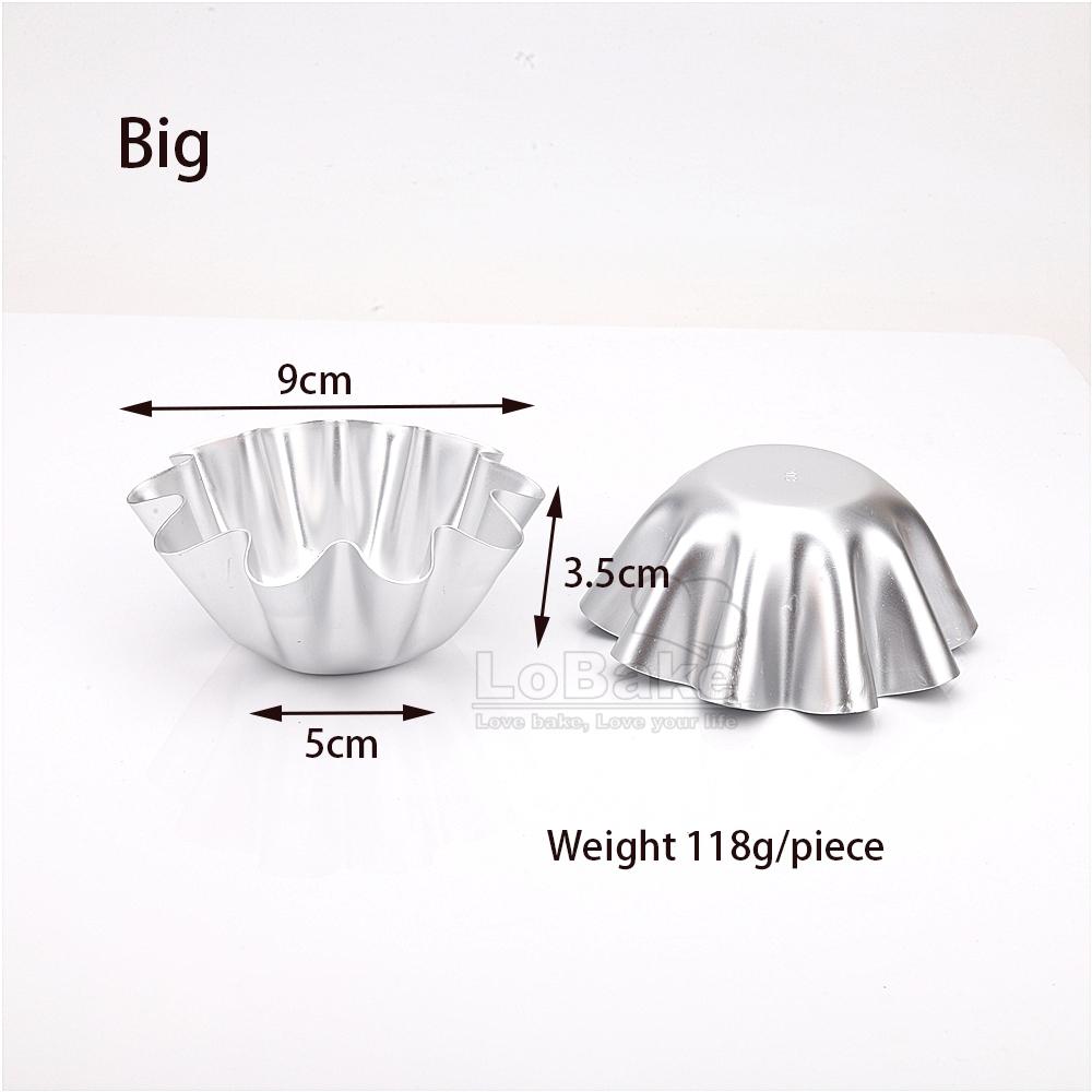 5 st/parti 2 storlekar Blomma Vågig Rund Form Aluminiumlegering Tartform Gelépuddingformar Desserthållare för DIY Baktillbehör