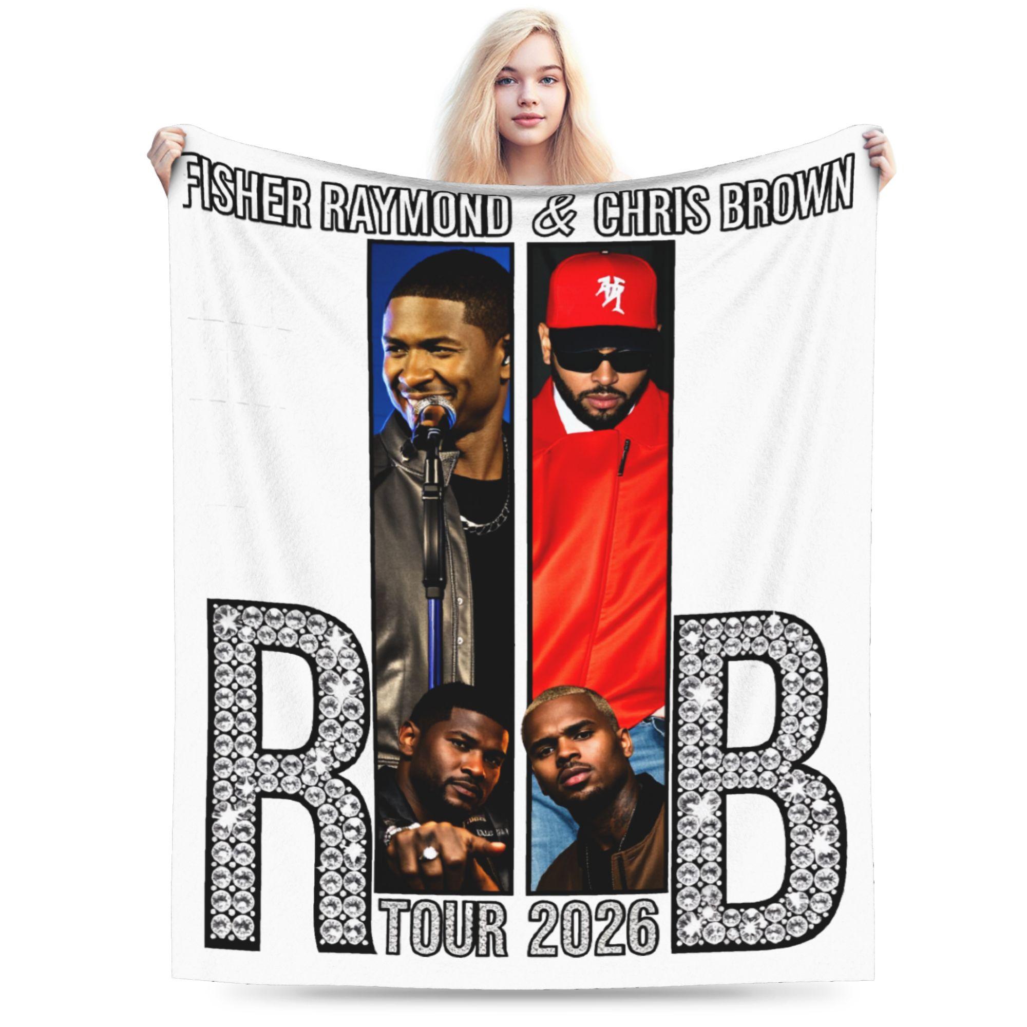 Мягкое одеяло Детское Пикник Крис Браун И Ашер The Rb Tour Пледовое одеяло Раймонд И Браун Фланелевое покрывало Для кровати Size: 75*100cm, Weight: 230 GSM