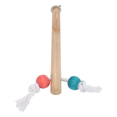 Vogelkäfigstange mit bunten Perlen und Baumwollseil Papagei Knabberstation Stock Spielzeug 1,5x18cm