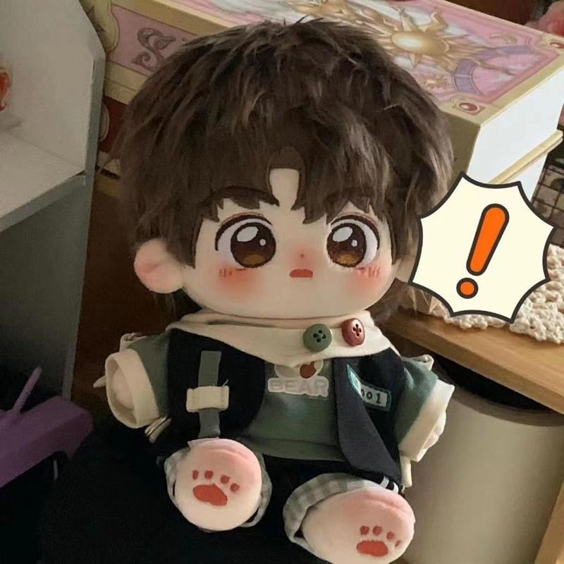 Kawaii Wolf Ears Boy Cotton Doll Plush Toy 20cm Collectible Figurine with Changeable Outfits Gift for Kids Girls Xmas Present