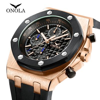 Relógio de Pulso Masculino de Quartzo Colorido de Verão da Marca Top Multifuncional à Prova d'Água com Pulseira de Silicone para Homens