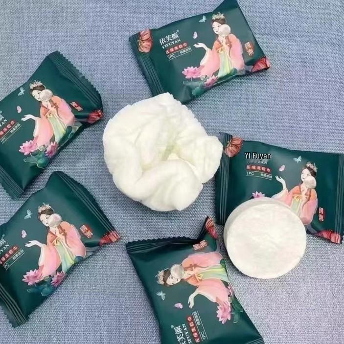 Compact Compressed Pure Cotton Towels - Thick, Individually Wrapped, Perfect for Travel, Easy Makeup Removal.