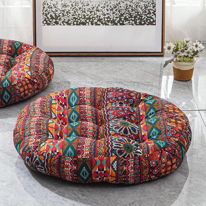 Colorful Bohemian-Style Cotton Linen Floor Cushion: Ethnic Meditation Seat Tatami Mat for B&B