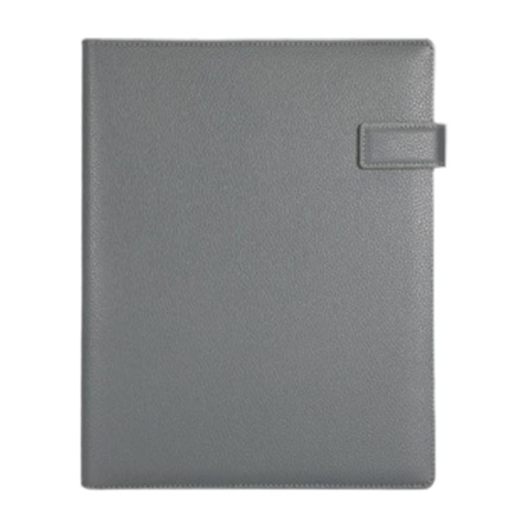 

Business Leather Folder Conference Folder Magnetic Closure with Writing Board Card Pocket Elastic Pen Slot 250x320mm серый