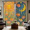 2-piece Set of High-definition Digital Printed curtainColorful Floral Sun Moon Abstract Style Cross Border E-commerce curtainHom
